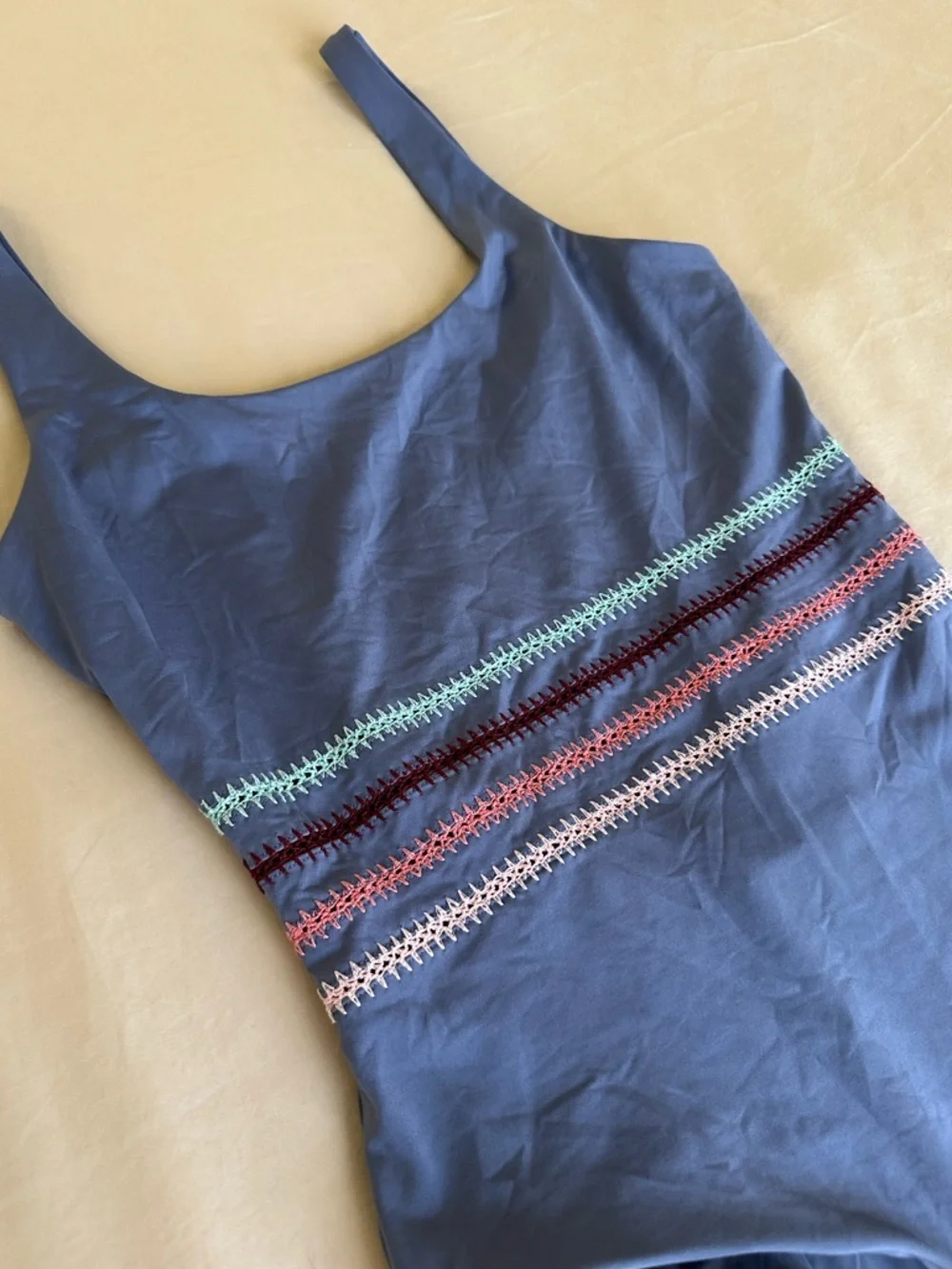 Dolce Vita Kokomo Dusty Blue Scoop Back Embroidered One Piece S